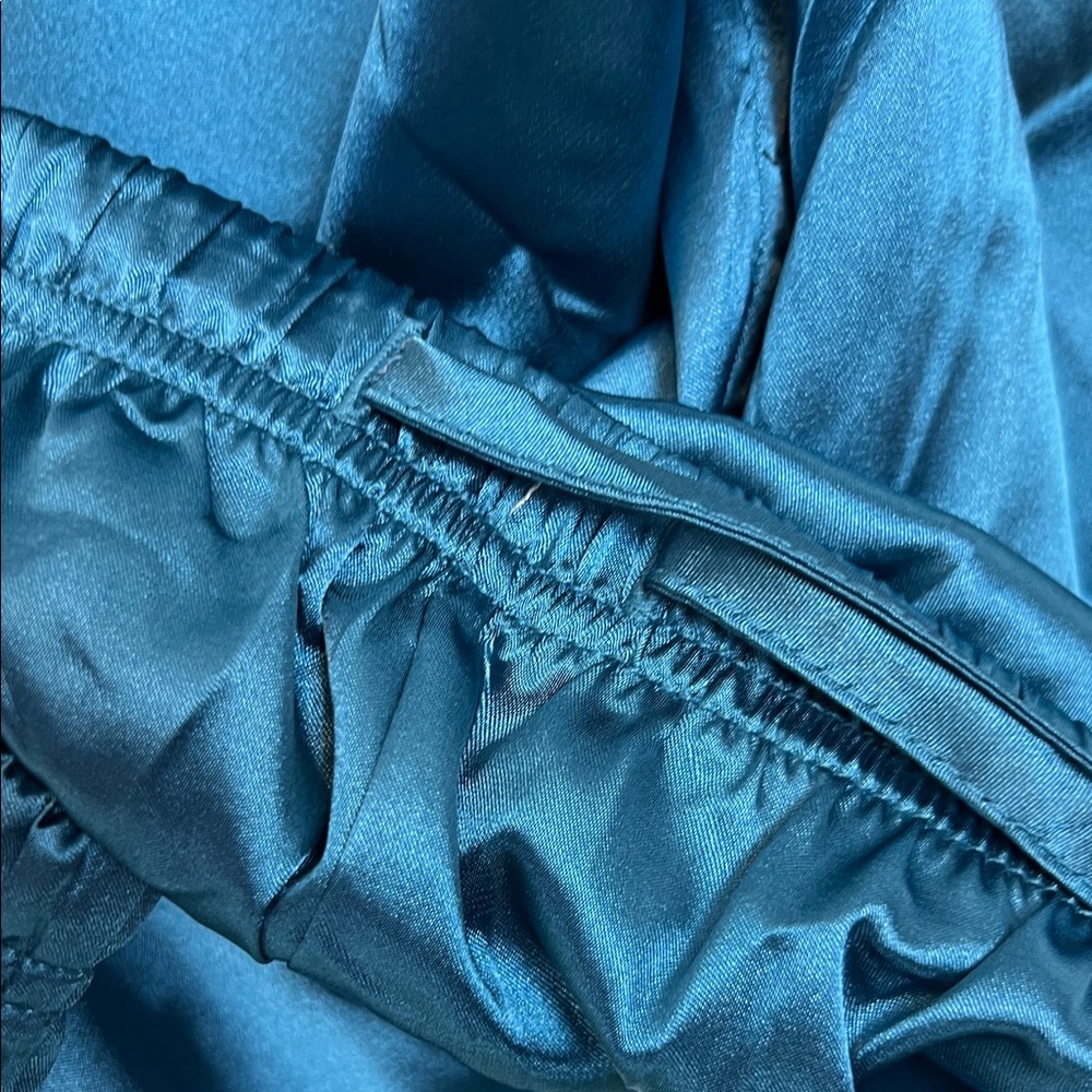 NWOT Ekouaer Women 2XL Satin Pajama Set Loungewear Teal Green - Picture 10 of 10